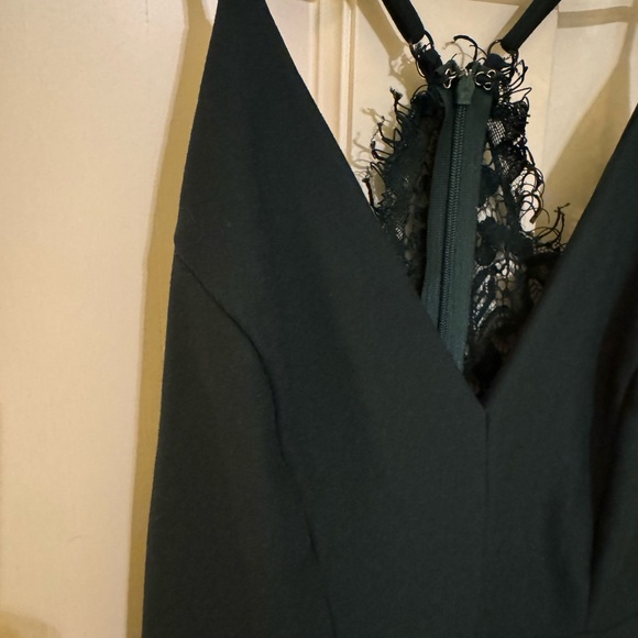 Lulu's Deep Green Lace Trim Midi Dress - Picture 6 of 10